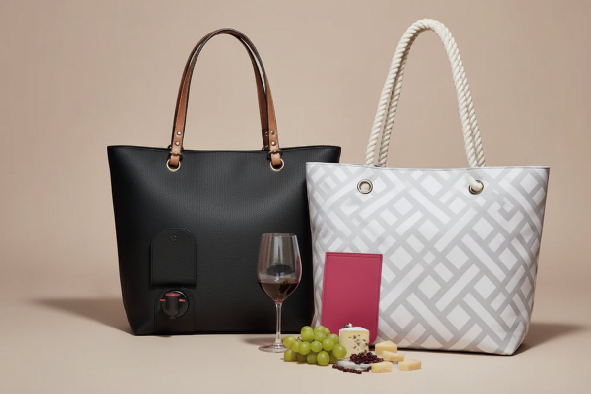 Two tote bags - white with only 2 rope handles